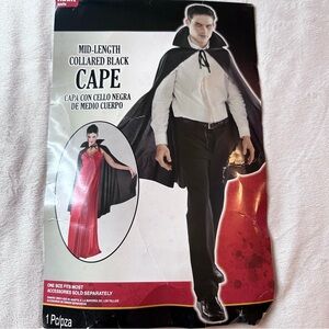 Halloween Black Mid-Length Vampire Collard Cape